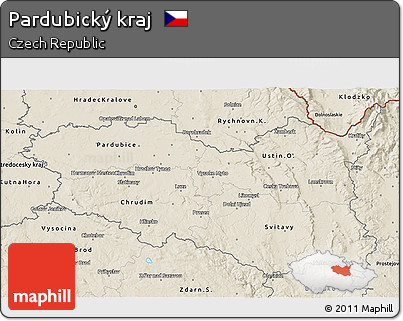Shaded Relief 3D Map of Pardubický Kraj