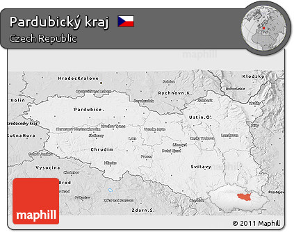 Silver Style 3D Map of Pardubický Kraj