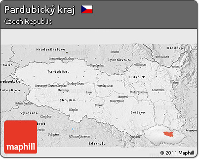 Silver Style 3D Map of Pardubický Kraj