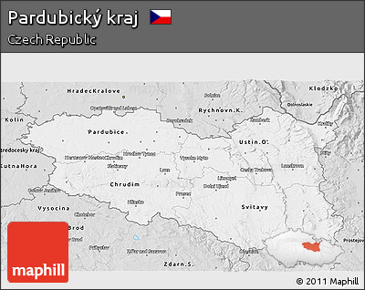 Silver Style 3D Map of Pardubický Kraj