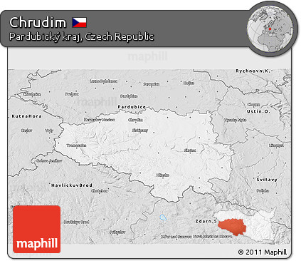 Silver Style 3D Map of Chrudim