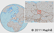 Gray Location Map of Chrudim, hill shading