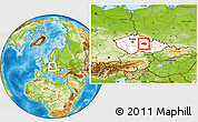 Physical Location Map of Chrudim, highlighted country