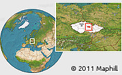 Satellite Location Map of Chrudim, highlighted country