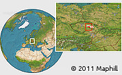 Satellite Location Map of Chrudim, highlighted parent region