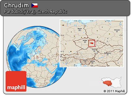 Shaded Relief Location Map of Chrudim