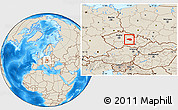 Shaded Relief Location Map of Chrudim, highlighted parent region