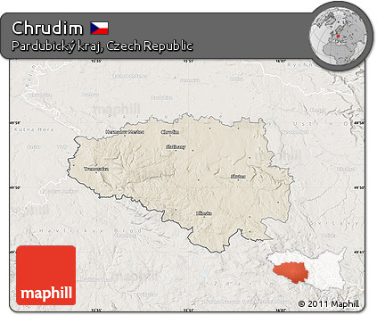 Shaded Relief Map of Chrudim, lighten