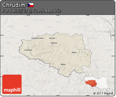 Shaded Relief Map of Chrudim, lighten