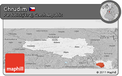 Gray Panoramic Map of Chrudim