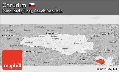 Gray Panoramic Map of Chrudim