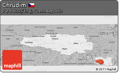 Gray Panoramic Map of Chrudim