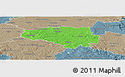 Political Panoramic Map of Chrudim, semi-desaturated