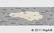 Shaded Relief Panoramic Map of Chrudim, darken, desaturated