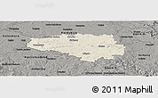 Shaded Relief Panoramic Map of Chrudim, darken, semi-desaturated