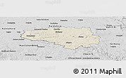 Shaded Relief Panoramic Map of Chrudim, desaturated