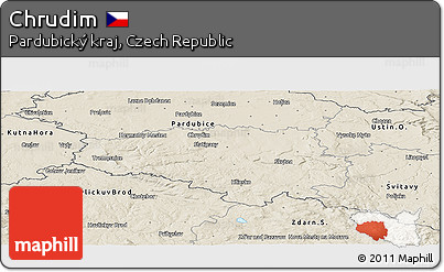 Shaded Relief Panoramic Map of Chrudim