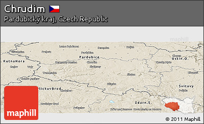 Shaded Relief Panoramic Map of Chrudim