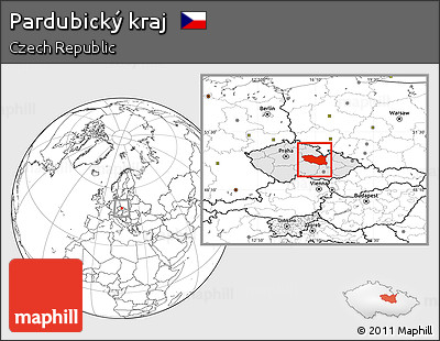 Blank Location Map of Pardubický Kraj, highlighted country