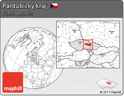 Blank Location Map of Pardubický Kraj, highlighted country