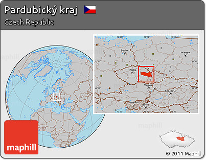 Gray Location Map of Pardubický Kraj