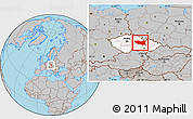 Gray Location Map of Pardubický kraj, highlighted country