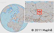 Gray Location Map of Pardubický kraj, hill shading