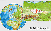 Physical Location Map of Pardubický kraj, highlighted country, within the entire country