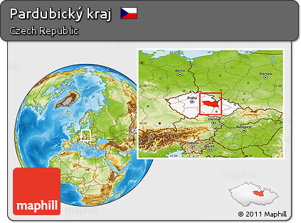 Physical Location Map of Pardubický Kraj, highlighted country