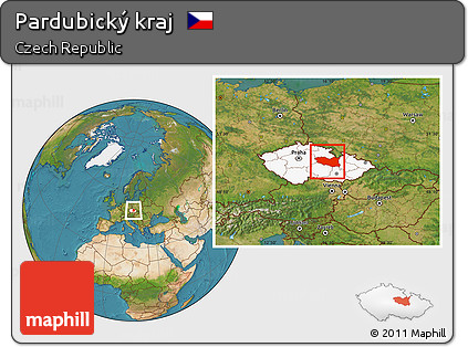 Satellite Location Map of Pardubický Kraj, highlighted country