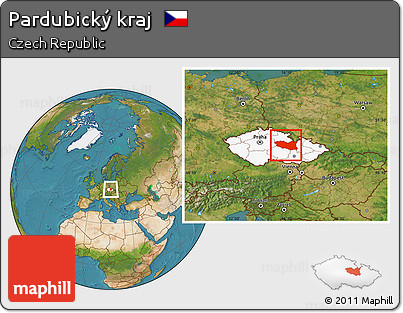 Satellite Location Map of Pardubický Kraj, highlighted country