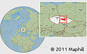 Savanna Style Location Map of Pardubický kraj, highlighted country, hill shading