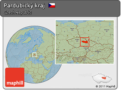 Savanna Style Location Map of Pardubický Kraj, hill shading
