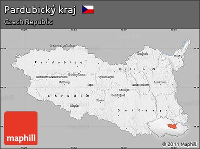 Gray Map of Pardubický Kraj, single color outside