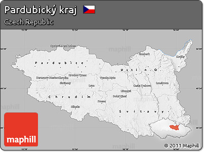 Gray Map of Pardubický Kraj, single color outside
