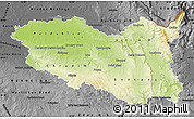 Physical Map of Pardubický kraj, darken, desaturated