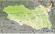 Physical Map of Pardubický kraj, darken, semi-desaturated