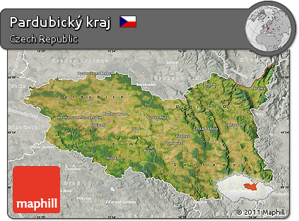 Satellite Map of Pardubický Kraj, lighten, semi-desaturated