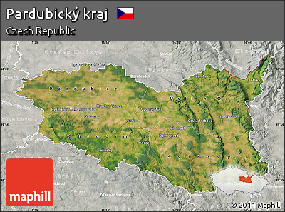 Satellite Map of Pardubický Kraj, lighten, semi-desaturated