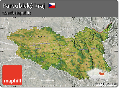 Satellite Map of Pardubický Kraj, lighten, semi-desaturated