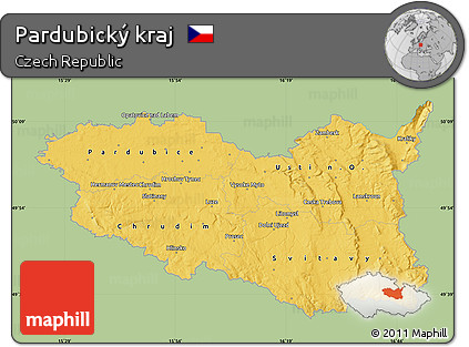 Savanna Style Map of Pardubický Kraj, single color outside