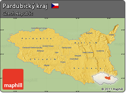 Savanna Style Map of Pardubický Kraj, single color outside