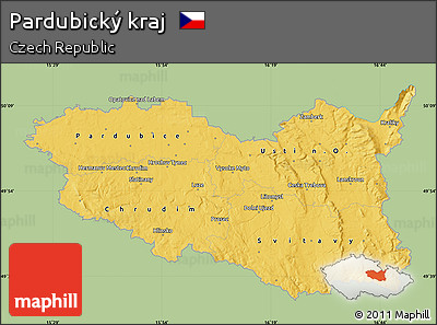 Savanna Style Map of Pardubický Kraj, single color outside