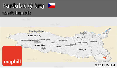 Classic Style Panoramic Map of Pardubický Kraj, single color outside