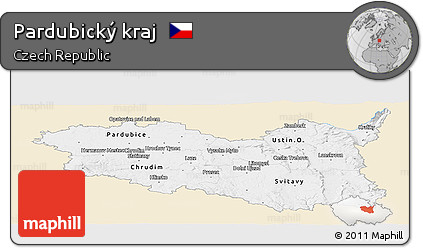Classic Style Panoramic Map of Pardubický Kraj, single color outside