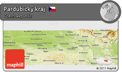 Physical Panoramic Map of Pardubický Kraj