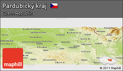 Physical Panoramic Map of Pardubický Kraj