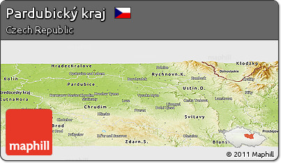 Physical Panoramic Map of Pardubický Kraj