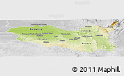 Physical Panoramic Map of Pardubický kraj, lighten, desaturated