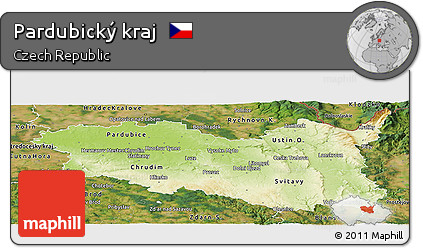 Physical Panoramic Map of Pardubický Kraj, satellite outside